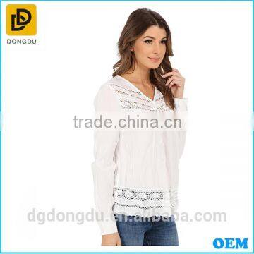 Wholesale Cotton Women Blouse Long Sleeve Casual White Lady Blouse photo-2