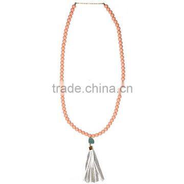 natural stone necklace green mala crystal durzy pendant necklace with tassel