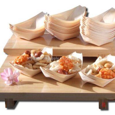 Biodegradable Pine Wood Boat Serving Tray 6.5inch Serving Tray