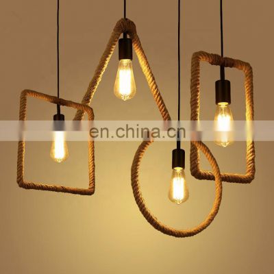 Retro Hemp Rope Pendant light E27 Loft Decorative Rustic Lamp Fixtures