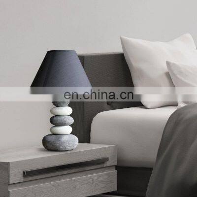 Simple Grey Lamp Shade Table Light Ceramic Stone Design Desk Lamp for Living Room