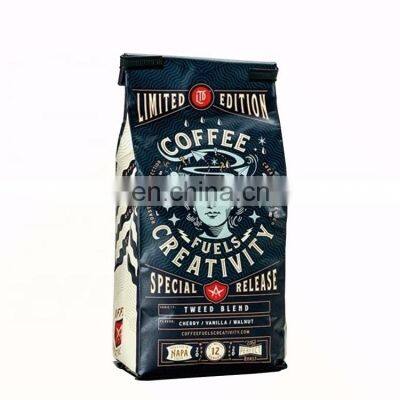 Custom Aluminum Foil Coffee Bag Matte 12oz Coffee Bag Side Gusset Plastic Bag With Tin Tie