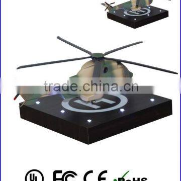 magic magnetic levitation floating helicopter display with led , advertising display rack