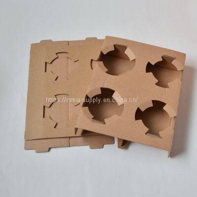 Customized Print kraft 4 cup cardboard drink trays Cardboard Box Coffee Drink Carrier