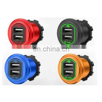 Car and Motorcycle Dual Usb Modified Car Charger Aluminum Alloy Car Mobile Phone Fast Charger With USB Socket photo-4
