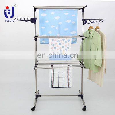 Small portable rolling coat rack retractable clothes dryer