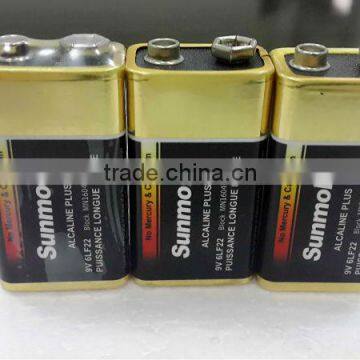 Zn/MnO2 /6Lf22/9V Long Life Alkaline Batteries