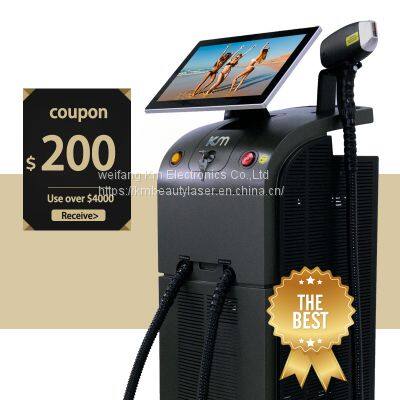 3D Tri-Wavelength 4K Diode Laser Hair Removal Laser 755 808 1064 KM Soprano Titanium Ice Platinum KM Machine with LCD handpiece