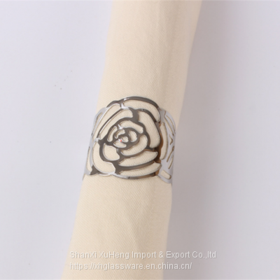 Wholesale Gold And Silver Colored Metal Napkin Ring With Flower Design photo-2