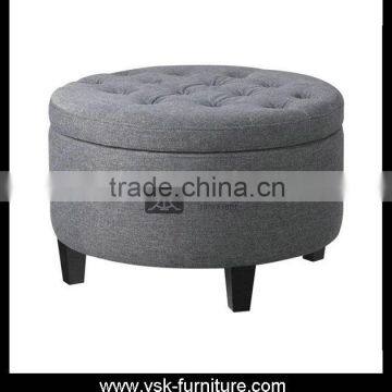 OT-011 Bedroom Use Round Storable Fabric Ottoman