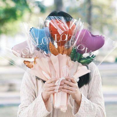 Valentine's Day Holiday Happy Party Aluminum Foil Rose Balloon Bouquet Mother's Day Love Bouquet Aluminum Foil Balloon Blessing