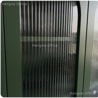 Minimalist Arch Design Metal Credenza SD-O854 With Reeded Glass Door | Steel Office Supplies & Printer Stand Cabinet 350mm Depth for Home Office photo-5