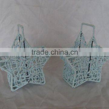 Iron frame & paper rope basket for home decoration