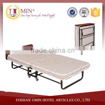 Metal Folding Bed Frame with Wheels/Hotel Single Bed