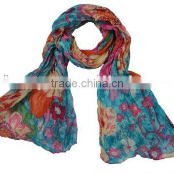 Lovely Lady's Floral Print Scarf Ladis Fashion Scarves Screen Printing Scarf