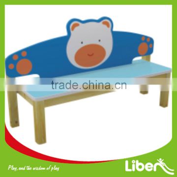 Cartoon Bear Theme Children Wooden Indoor Lounge Bench for Kindergarten Seat