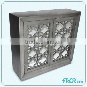 Silver Color Antique wood carved cabinet