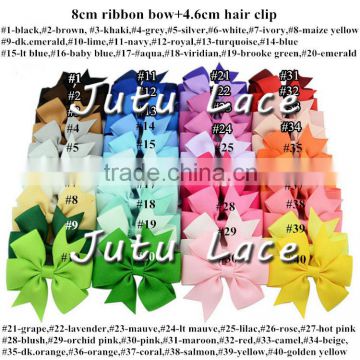 Wholesale Baby Girls Boutique Grosgrain Ribbon Colorful Hair Bow Clips - Children hair clips with Bowknot - 40colors for choose                        
                                                Quality Choice