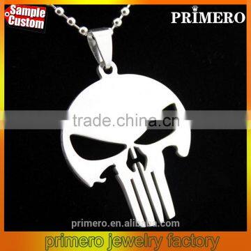 316L Stainless Steel MARVEL SKULL The PUNISHER Batman Silver Leather Pendant Necklace