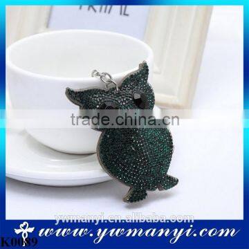 Cute Owl Crystal Charm Purse Handbag Car Key Keyring Keychain Dark Green Keychain K0089