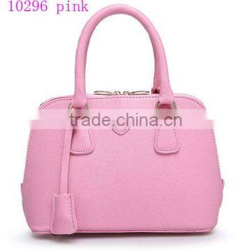 10296 pink hot selling ladies fashion design handbag, beautiful women's leather handbag