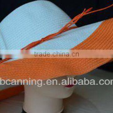 Girl plain straw hat for summer season/popular wide brim beach hat hot sale