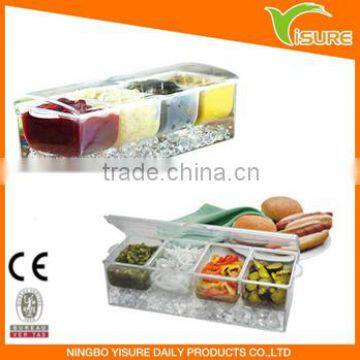 Condiments On Ice Container Chilled Ice Tray Plastic Square Condiments Acrylic Kitchen Condiments Container