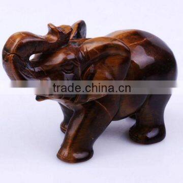 Semi precious stone tiger eye elephant carved gemstone