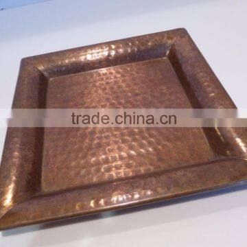 COPPER TRAY, COPPER SERVING TRAY, COPPER HAMMERED TRAY