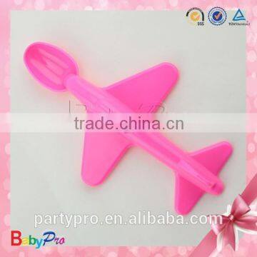 2015 Blue And Pink Airplane Shape Plastic Baby Spoon photo-2