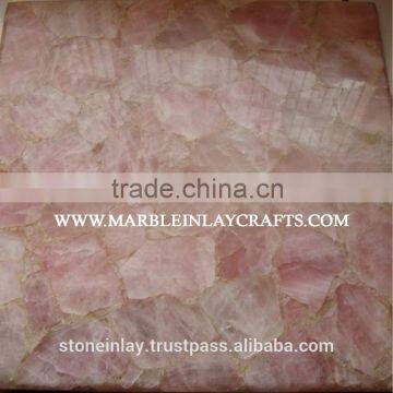 Natural Gemstone Rose Quartz Counter Top Slabs