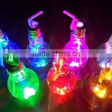 500ml Battery Powered Night Light Bulb Glass Juice Bottle With Gold Lid