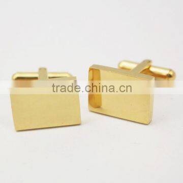 316L Stainless Steel Gold Rectangle Cufflink Custom Engrave Logo Gold Cufflinks photo-4