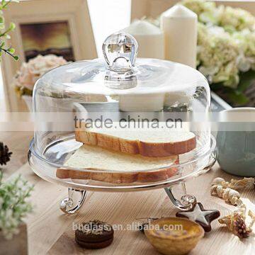 Crystal Clear Glass Cake Plate with Dome