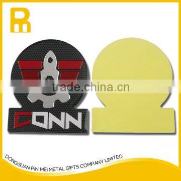 Customized adhesive double coated tissue tape metal name tag sticker