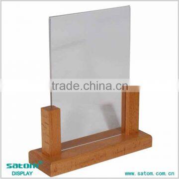 Acrylic Wood Menu Holder Wood Sign Holder Paper Holder Wooden