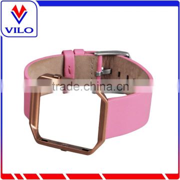 China Wholesale New Arrival Genuine Leather Watch Replacement Band+Metal Frame for Fitbit Blaze