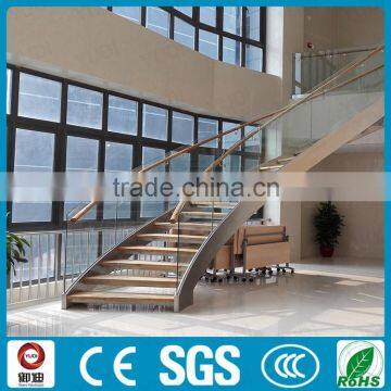 real wood pedal and armrest/ glass railing/arc stairs staircases                        
                                                Quality Choice