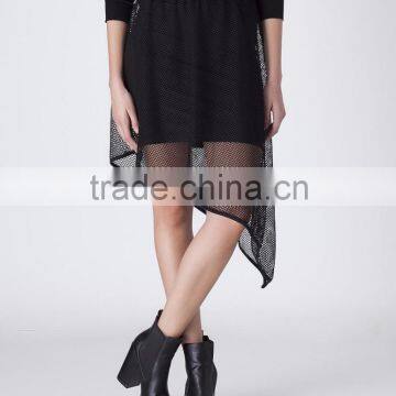 2015 New Designs Summer Collection Black Mesh Fabric Pictures of Mature Women With Short Skirt photo-2