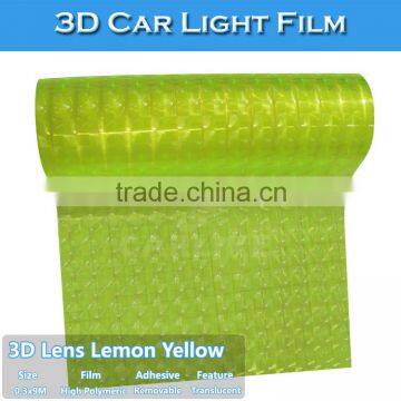 PVC Material 3D Fluorescent Yellow 0.3x10m Car Headlight Film Color Change Sticker photo-3
