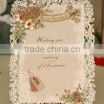Laser outlook with customized design of invitation word christmas card