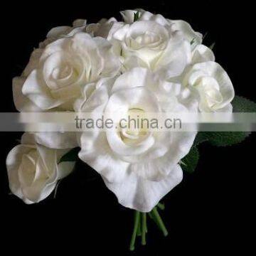 Real Touch White Rose Wedding Bouquet