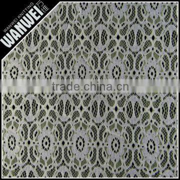 Nylon Polyester Lyca Fabric Lace Textile in Double Color Orange White Fabrics for Wedding Dress