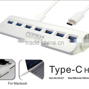 Type-C USB 3.1 Hubs ,Alumnium USB C 3.0 7 Ports Tender Hub With LEDS indicator