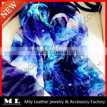 Fashionable starry sky printed silk scarf from india wholesale