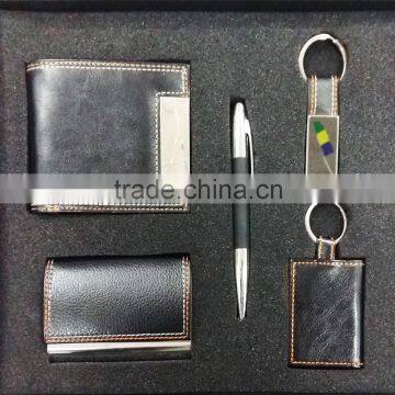 Custom Made VIP Quality Keychain , ball pen And business card holder Gift Set In High Quality Holiday Gift