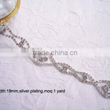 (M0705) 19mm width, metal crystal chain,rhinestone chain