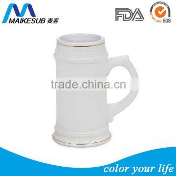 22oz sublimation ceramic beer mug with gold rim made in China                        
                                                Quality Choice