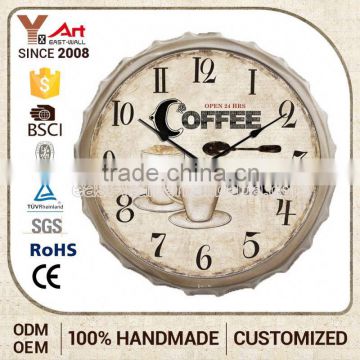 Hot 2016 Popular Design Customization Iron Bottle Cap Paper Clock Craft