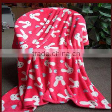 100% polyester super soft rabbit print flannel blanket